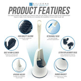 Silicone Toilet Brush Set with Spare Brush Head
